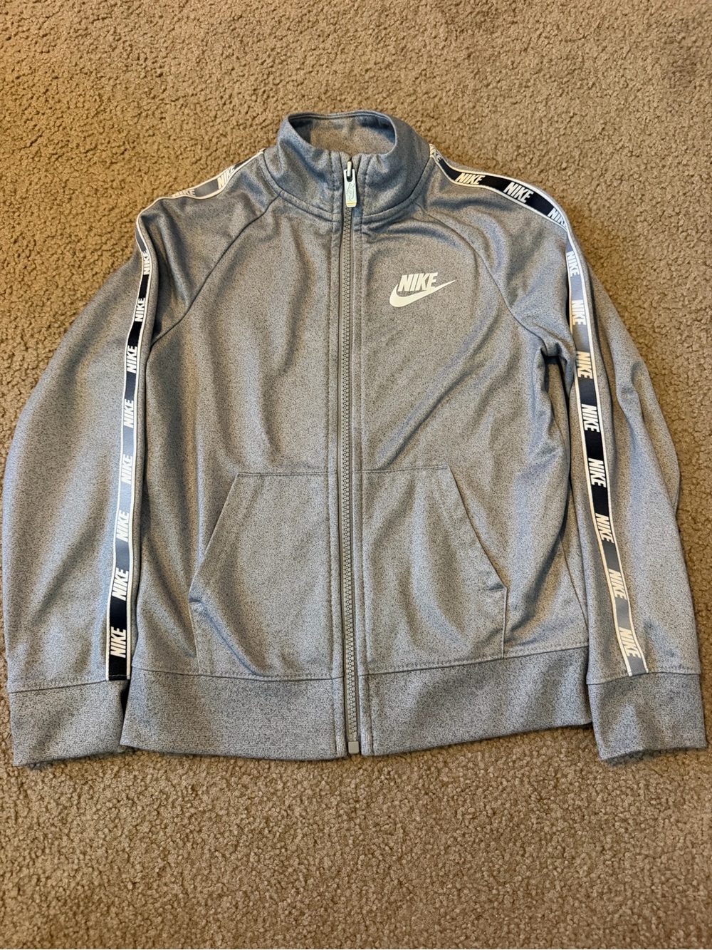 Nike Gray Kids' Full-Zip Track Jacket with Logo